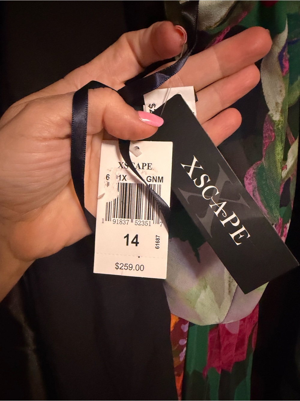 XscapeFloral One-Shoulder Maxi Dress in Teal & Pink - Picture 4 of 4